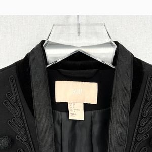 H&M PREMIUM Jacket Womens 4 Black Fitted Military Band Victorian Style Blazer